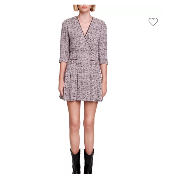 Maje Eldina Metallic Tweed Crossover Dress - Picture 5 of 13